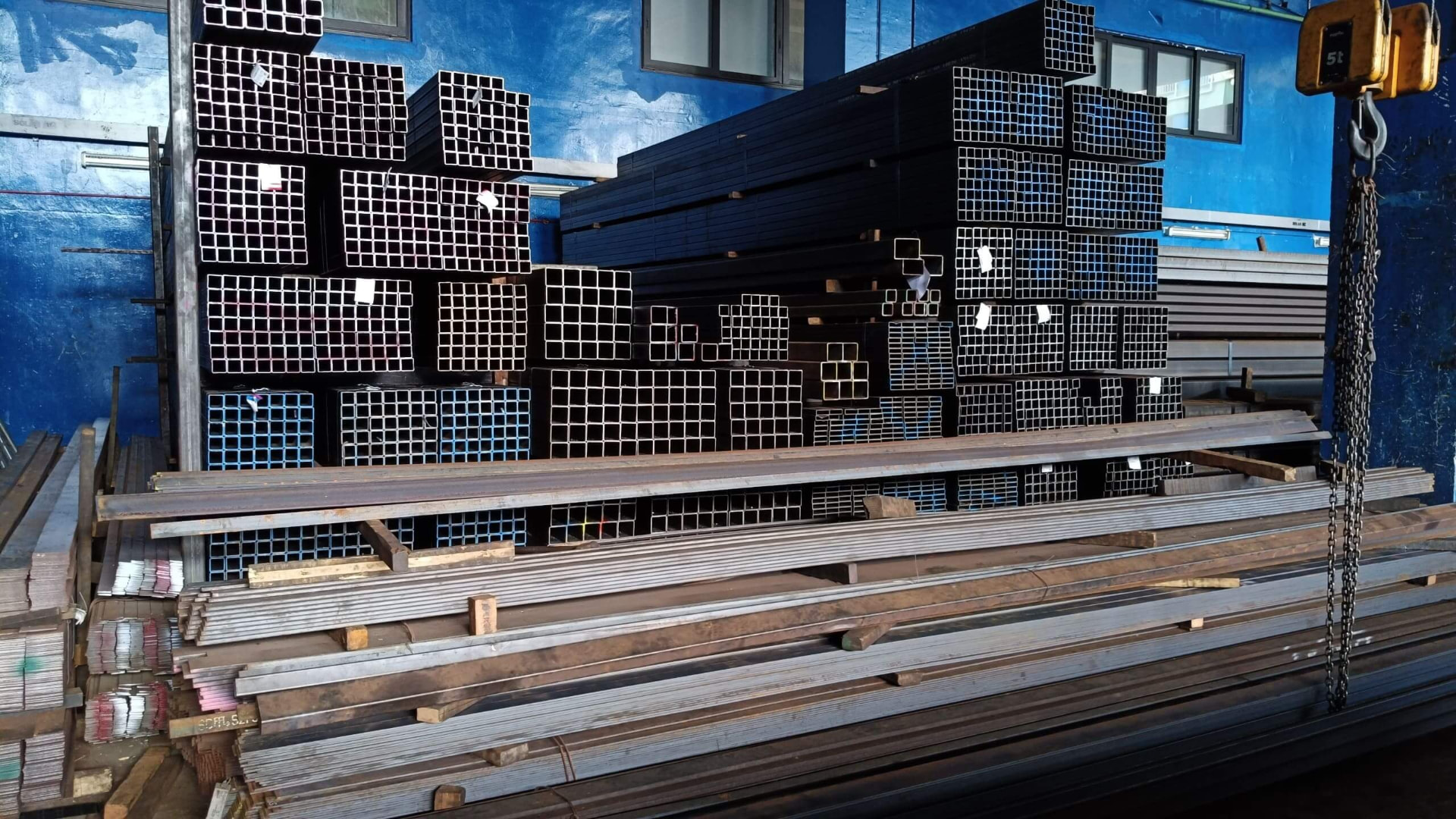 Mild steel sections and flat bars in storage racks