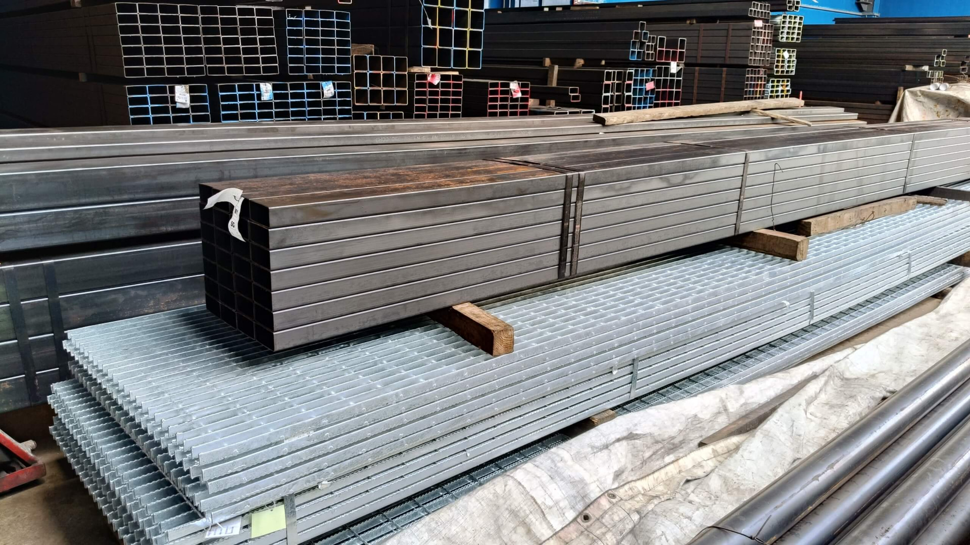 Square hollow sections and galvanised grating